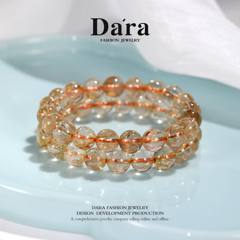 DARA Natural 9-10mm Yellow Hair Crystal Bracelet RS4252001
