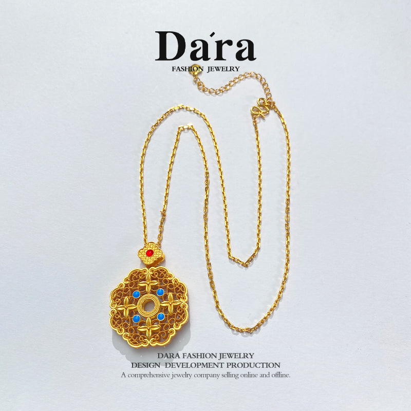 DARA Silver 999 rubberized four-leaf Clover Necklace YX6479001