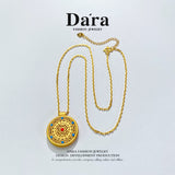DARA sterling silver 999 drop glue eight treasures compass necklace YX6484001