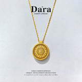 DARA sterling silver 999 drop glue eight treasures compass necklace YX6484001