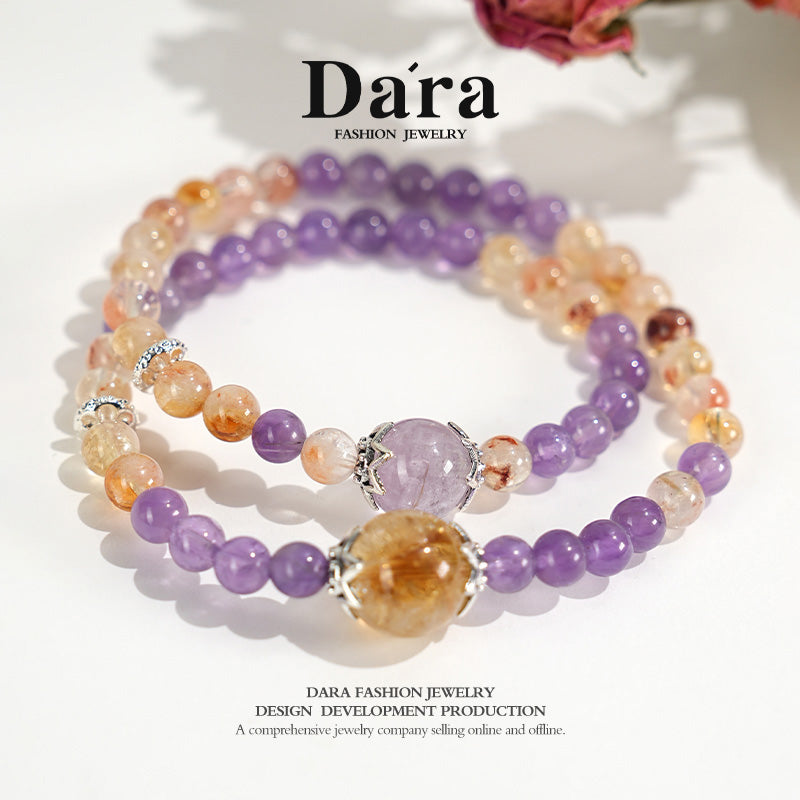DARA Amethyst and Citrine Double-Ring Bracelet RS4120001