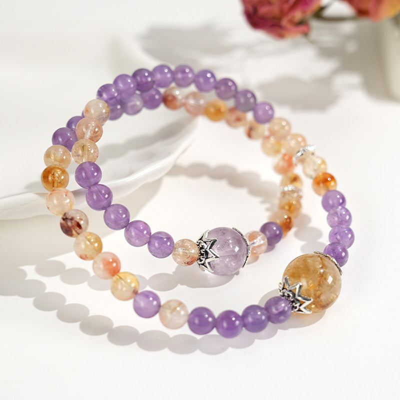 DARA Amethyst and Citrine Double-Ring Bracelet RS4120001