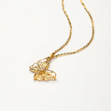 DARA 18K Gold Diamond Butterfly Design Necklace KX1634001