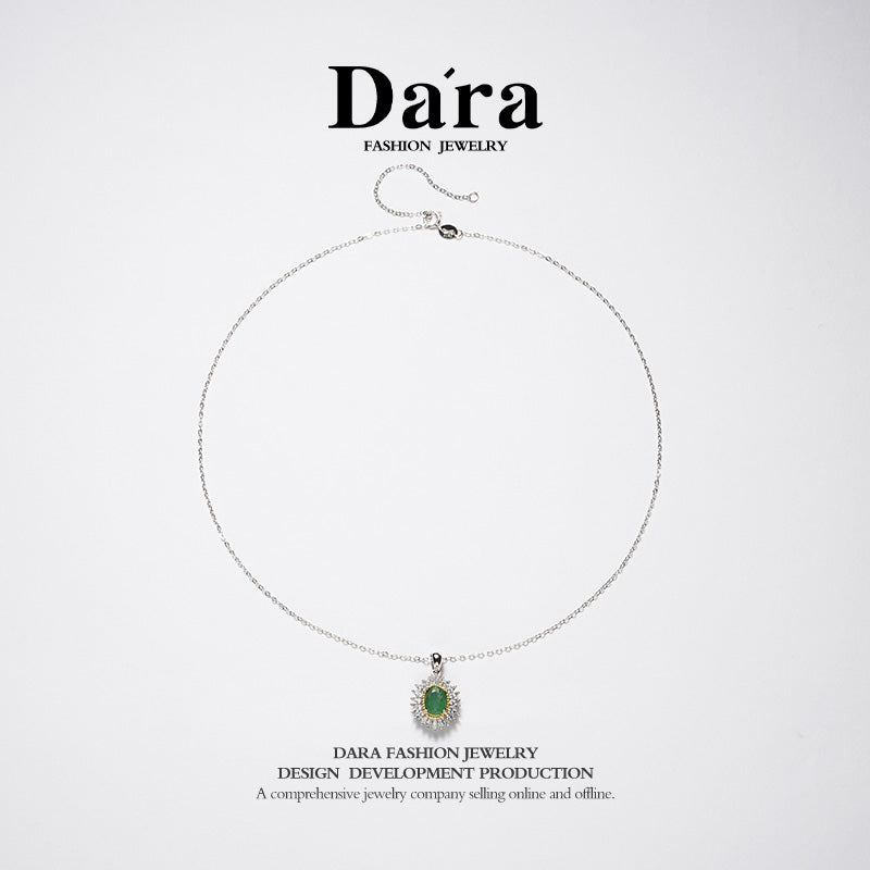 DARA S925 Silver Emerald Pendant with Chain TYX430001